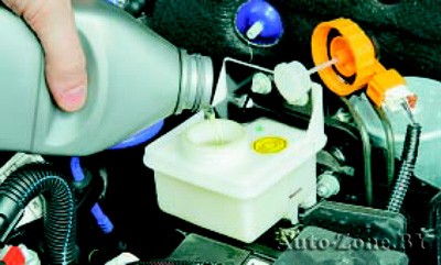 Проверка уровня и доливка тормозной жидкости в бачок гидроприводов тормозной системы и выключения сцепления